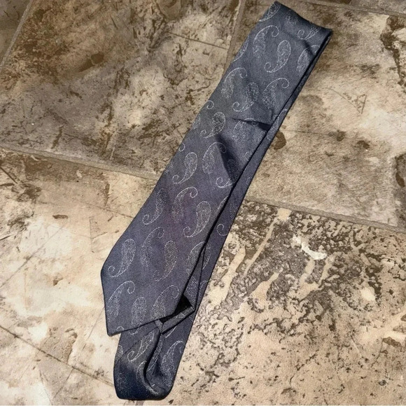 Men’s Calvin Klein Brand Grey Paisley Print Greyish Blue Colour Office Work Tie - Picture 11 of 12